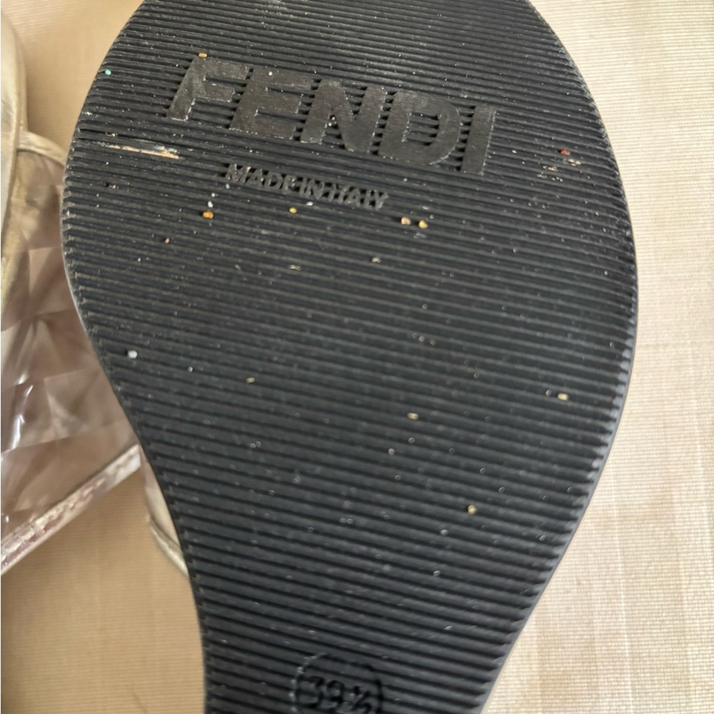 Fendi Silver Textured Slide Mules - Picture 8 of 12